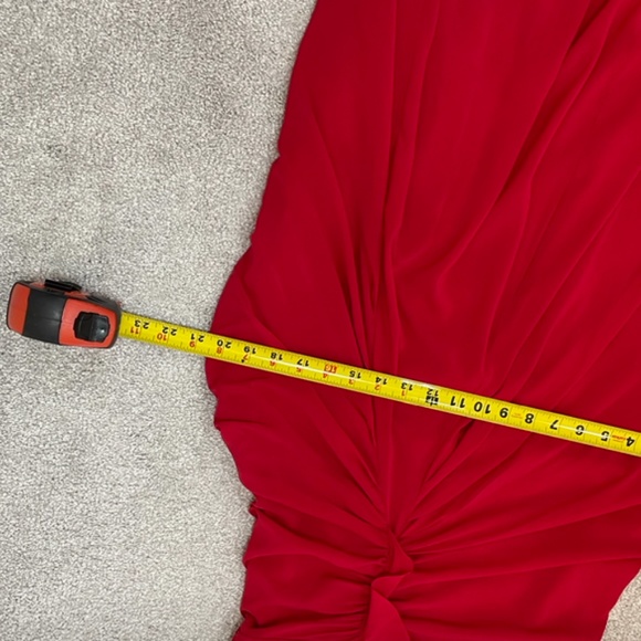 Badgley Mischka Strapless Red Silk Ruched Sides Formal Prom Gown NWT 8 - Picture 9 of 14